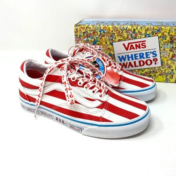 💖MEGA SALE💖VANS x Where's Waldo Red White Old Skool Low Women's VN0A3WKT3UV - Picture 8 of 14